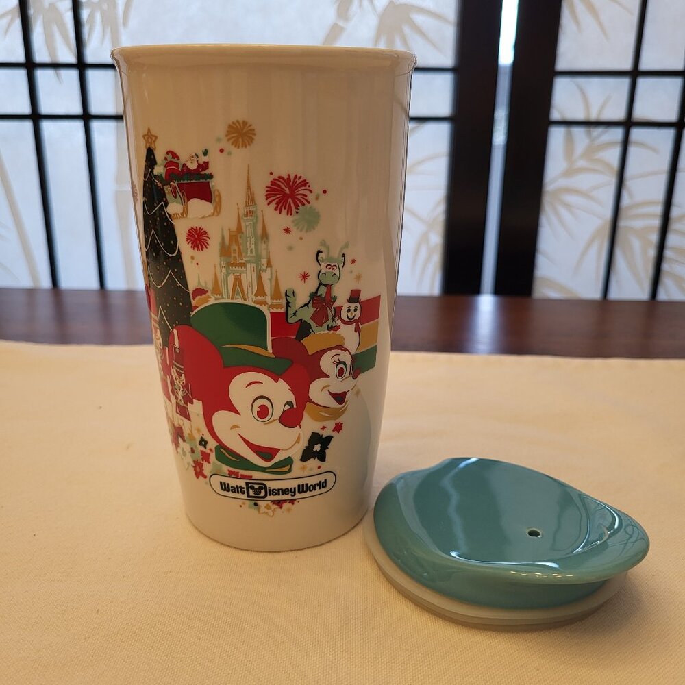 Disney World WDW Starbucks Mickey Minnie Christmas Ceramic Tumbler 12 oz Blue